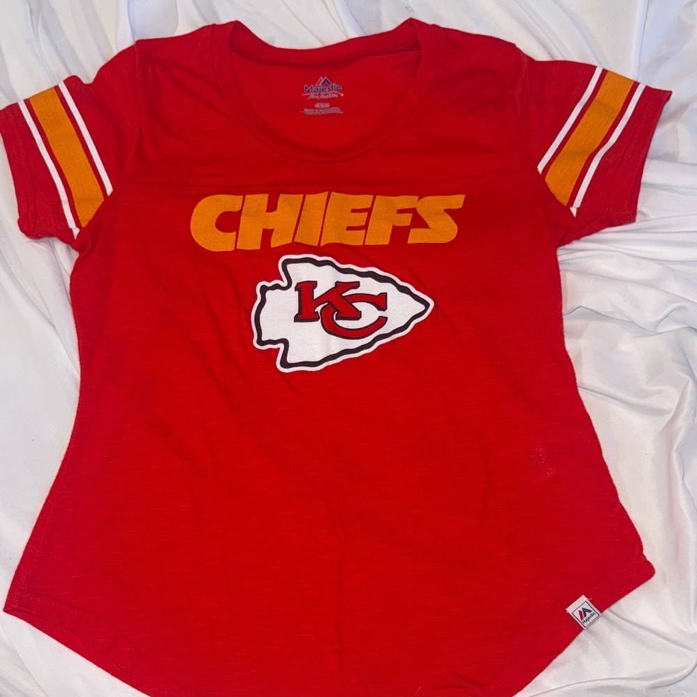 Majestic Red Kansas City Chiefs Short Sleeve Tee with Yellow Accents